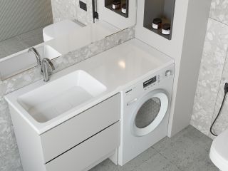 Раковина над стиральной машиной Madera Kamilla левая 130см белый 4627173210591